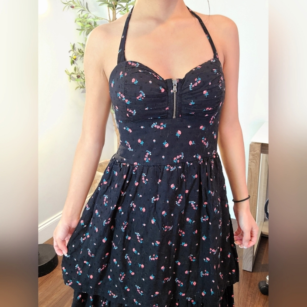 Kismet Black Foral Halter Dress